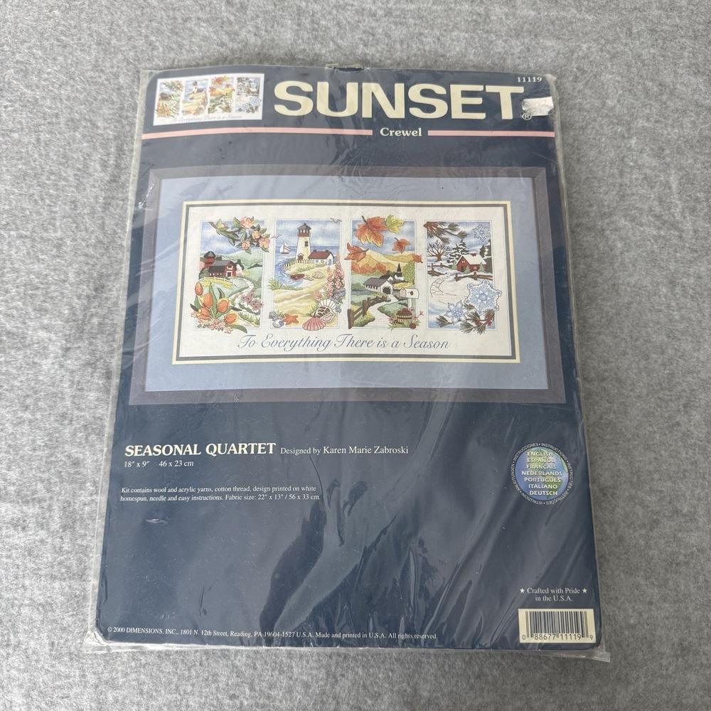 Sunset Crewel Seasonal Quartet Embroidery Kit‎ 11119 18" X 9" There Is A Season